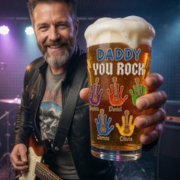 Daddy You Rock Beer Glass - Personalized Gifts For Dad - Photo 1
