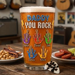 Daddy You Rock Beer Glass - Personalized Gifts For Dad - Photo 2