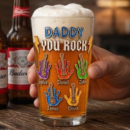 Daddy You Rock Beer Glass - Personalized Gifts For Dad - Photo 4