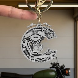 Motorcycle Mechanical Initial Letter Alphabet Keychain Personalized Gifts For Bikers - Photo 3