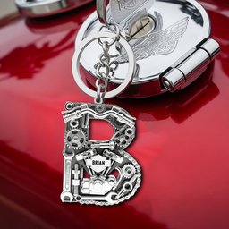 Motorcycle Mechanical Initial Letter Alphabet Keychain Personalized Gifts For Bikers - Photo 1