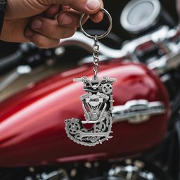 Motorcycle Mechanical Initial Letter Alphabet Keychain Personalized Gifts For Bikers - Photo 2