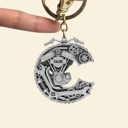 Motorcycle Mechanical Initial Letter Alphabet Keychain Personalized Gifts For Bikers - Photo 4
