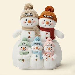 Snowman Family Pillow - Personalized Gifts For Family Christmas Pillow - Photo 3