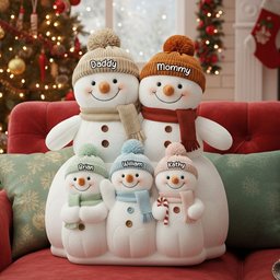 Snowman Family Pillow - Personalized Gifts For Family Christmas Pillow - Photo 2