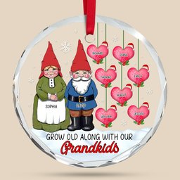 Personalized Gifts For Grandparents, Gnome Grandparents Christmas Crystal Ornament - Photo 4