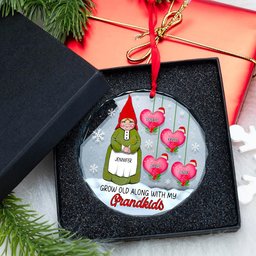Personalized Gifts For Grandparents, Gnome Grandparents Christmas Crystal Ornament - Photo 2
