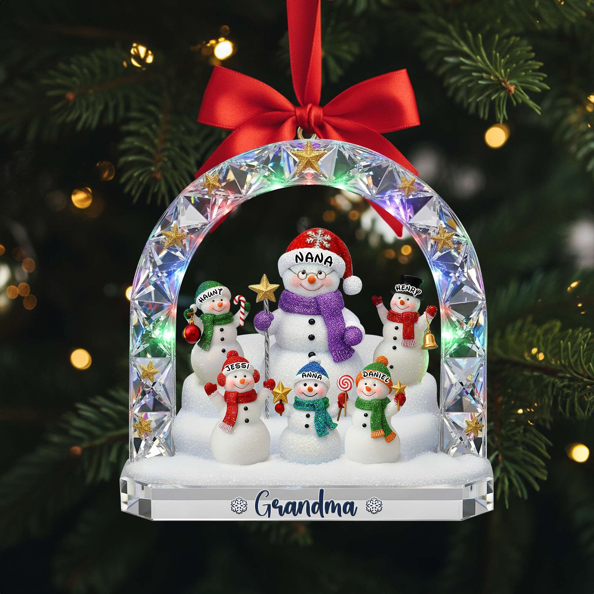 Grandma’s Snowman Family Ornament - Personalized Christmas Gift For Grandma - Photo 1