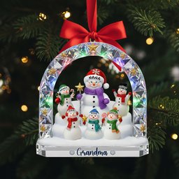 Grandma’s Snowman Family Ornament - Personalized Christmas Gift For Grandma - Photo 1