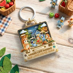 Puppy Kid And Mom Keychain - Personalized Gifts For Mother's Day Keychain - Photo 1