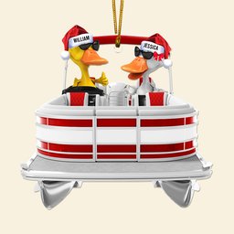 Pontoon Christmas Ornaments - Pontoon Duck Family - Custom Pontoon, Tritoon Gifts For Members - Photo 4