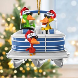 Pontoon Christmas Ornaments - Pontoon Duck Family - Custom Pontoon, Tritoon Gifts For Members - Photo 2