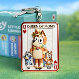 Puppy Card Theme Mom And Kids Keychain - Personalized Gifts For Mother's Day Keychain - Photo 2