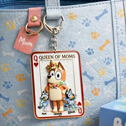 Puppy Card Theme Mom And Kids Keychain - Personalized Gifts For Mother's Day Keychain - Photo 3