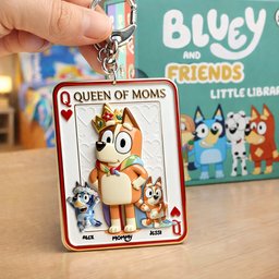 Puppy Card Theme Mom And Kids Keychain - Personalized Gifts For Mother's Day Keychain - Photo 1