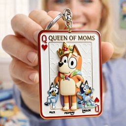 Puppy Card Theme Mom And Kids Keychain - Personalized Gifts For Mother's Day Keychain - Photo 4