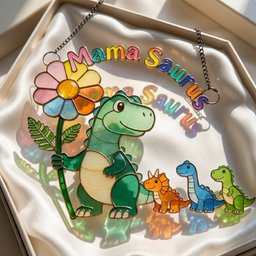 Mama-saurus & Her Tiny Roar Crew Suncatcher - Personalized Gifts For Moms - Photo 4