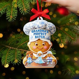 Grandma's Gingerbread Toile de Jouy Ornament - Personalized Gifts For Grandma Christmas Ornament - Photo 4