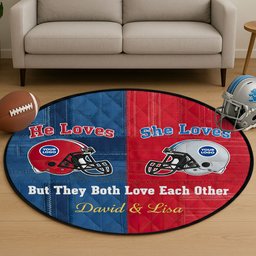 American Football Quilted Round Mat - Personalized Gifts For Couple - Photo 1