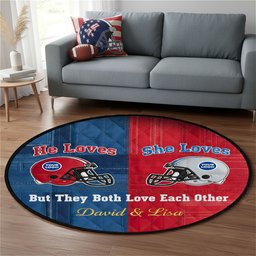 American Football Quilted Round Mat - Personalized Gifts For Couple - Photo 4