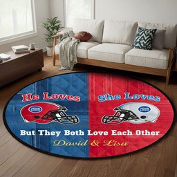 American Football Quilted Round Mat - Personalized Gifts For Couple - Photo 2