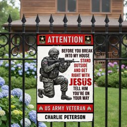 Veteran Home Warning Metal Sign – Personalized Gifts For Veteran - Photo 3