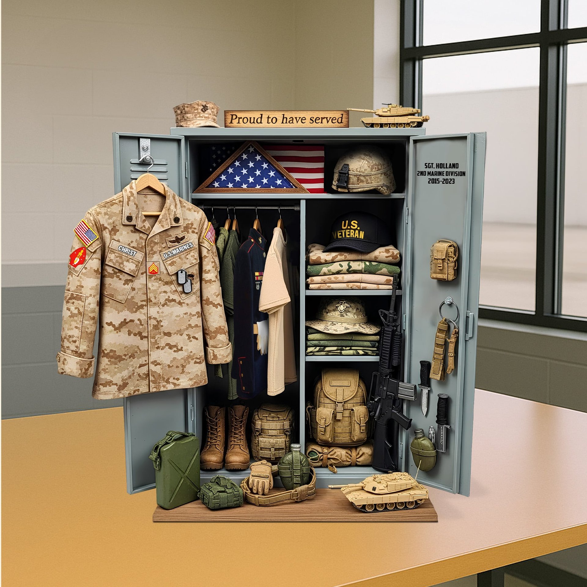 Proud To Serve Christmas Plaque – Custom Keepsake For Veterans - Photo 1
