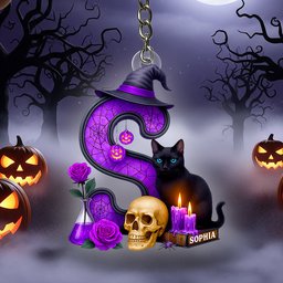 Alphabet Halloween Keychain Personalized Gifts For Cat Lovers - Photo 2