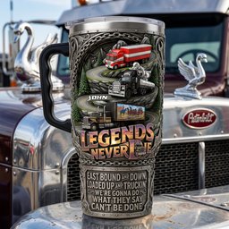 Classic Semi-Truck Legend 40oz Tumbler With Handle - Personalized Gifts For Truckers - Photo 4