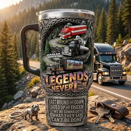 Classic Semi-Truck Legend 40oz Tumbler With Handle - Personalized Gifts For Truckers - Photo 3
