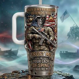 Fierce American Warrior 40oz Tumbler With Handle - Personalized Gifts For Veteran - Photo 4