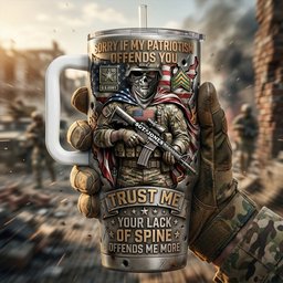 Fierce American Warrior 40oz Tumbler With Handle - Personalized Gifts For Veteran - Photo 2