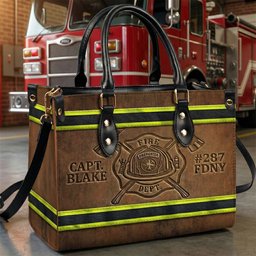 Fire Dept Leather Bag, Personalized Gifts For Female Firefighter & Firefighter Wife - Photo 2