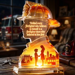 Firefighter Mother Light Box - Personalized Gifts For Moms - Photo 1