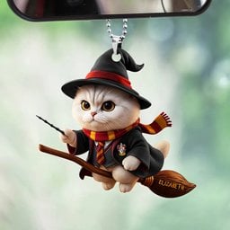 Flying Broom Cat - Car Ornament Personalized Gifts For Cat Lovers - Photo 2