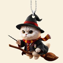 Flying Broom Cat - Car Ornament Personalized Gifts For Cat Lovers - Photo 3