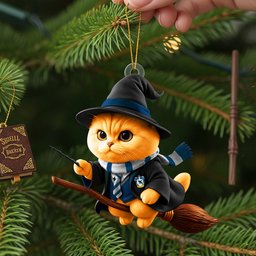 Flying Broom Cat Christmas Ornament - Personalized Gifts For Cat Lovers - Photo 3