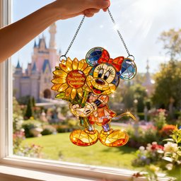 Sunflower Kid 1 layer suncatcher - Personalized Gifts For Mother's Day Suncatcher Ornament - Photo 2