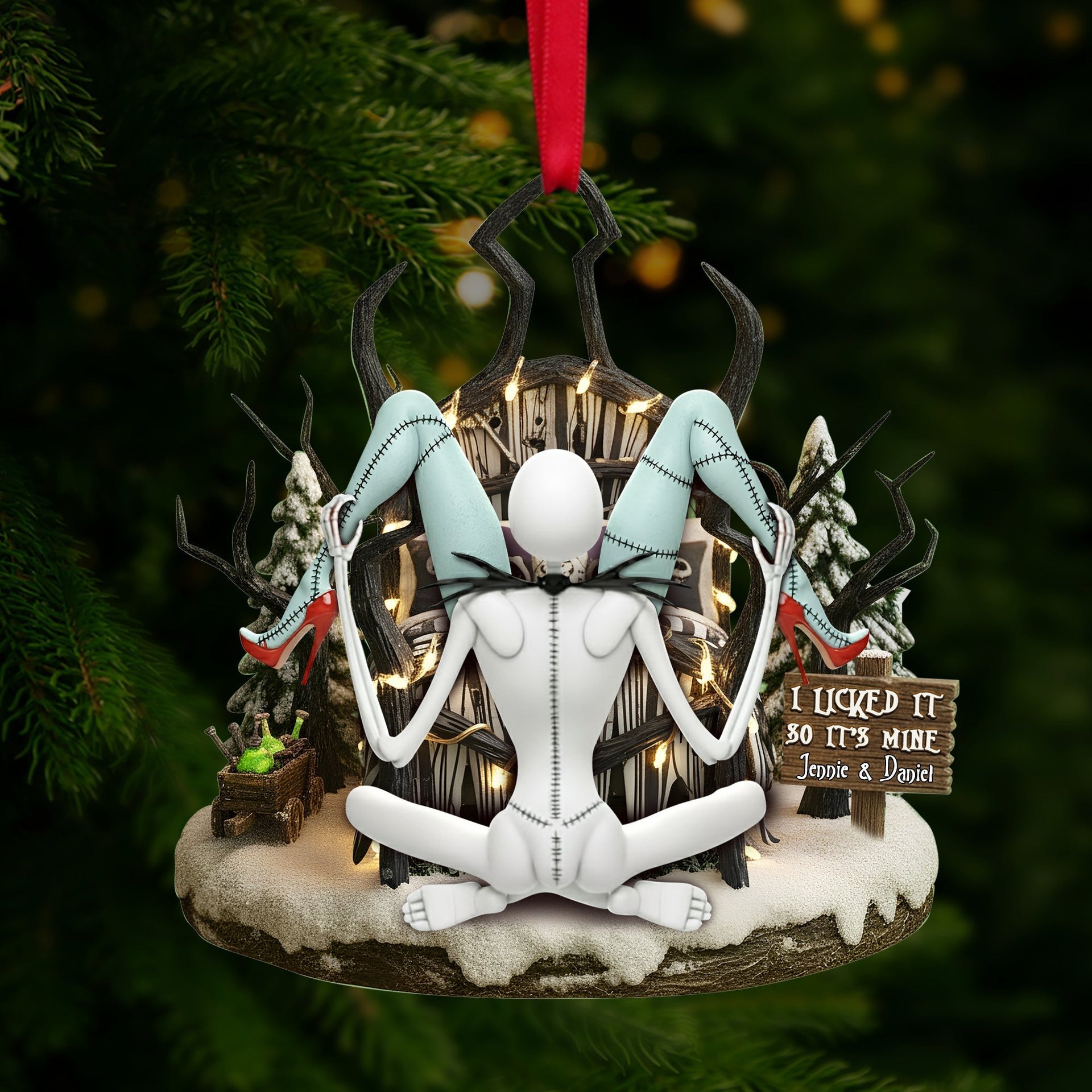 Naughty Skull Couple Ornament - Personalized Christmas Gift For Couples - Photo 1