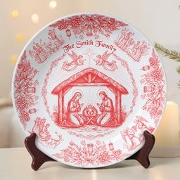 Personalized Christmas Gifts For Christian Family Ceramic Round Plate - Photo 4
