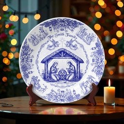 Personalized Christmas Gifts For Christian Family Ceramic Round Plate - Photo 2