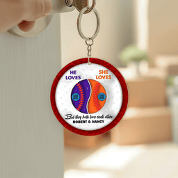 Personalized Gifts For Baseball-loving Couple Keychain - Photo 3
