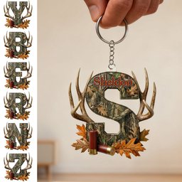 Alphabet Initial Letter Acrylic Keychain Personalized Gifts For Hunting Lovers - Photo 2
