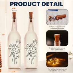 Zodiac Flowers Bottle Lamp - Personalized Gifts For Mom - Photo 4