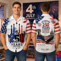 Proud American - Celebrated America 250th Anniversary Hawaiian Shirt - Gifts For Patriots - Photo 1