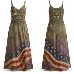 Proud American Mom - Celebrated America 250th Anniversary Suspender Maxi Dress - Personalized Gifts For Moms - Photo 4