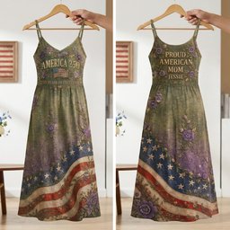 Proud American Mom - Celebrated America 250th Anniversary Suspender Maxi Dress - Personalized Gifts For Moms - Photo 3