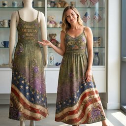 Proud American Mom - Celebrated America 250th Anniversary Suspender Maxi Dress - Personalized Gifts For Moms - Photo 2