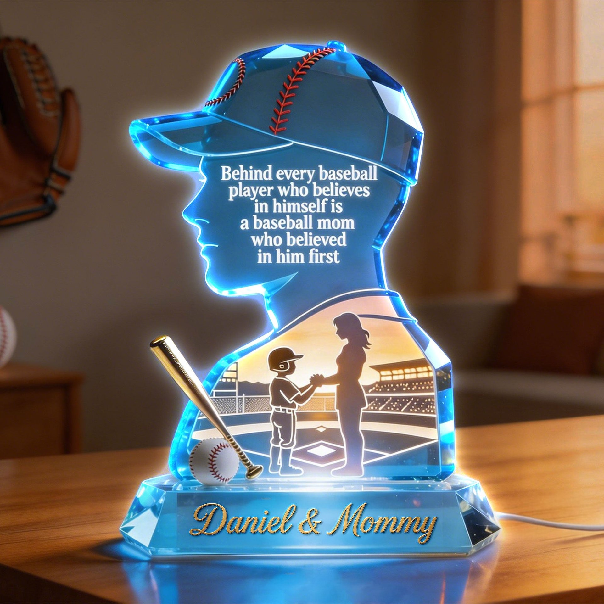 Proud Baseball Mom Light Box Personalized Gifts For Mom - Photo 1