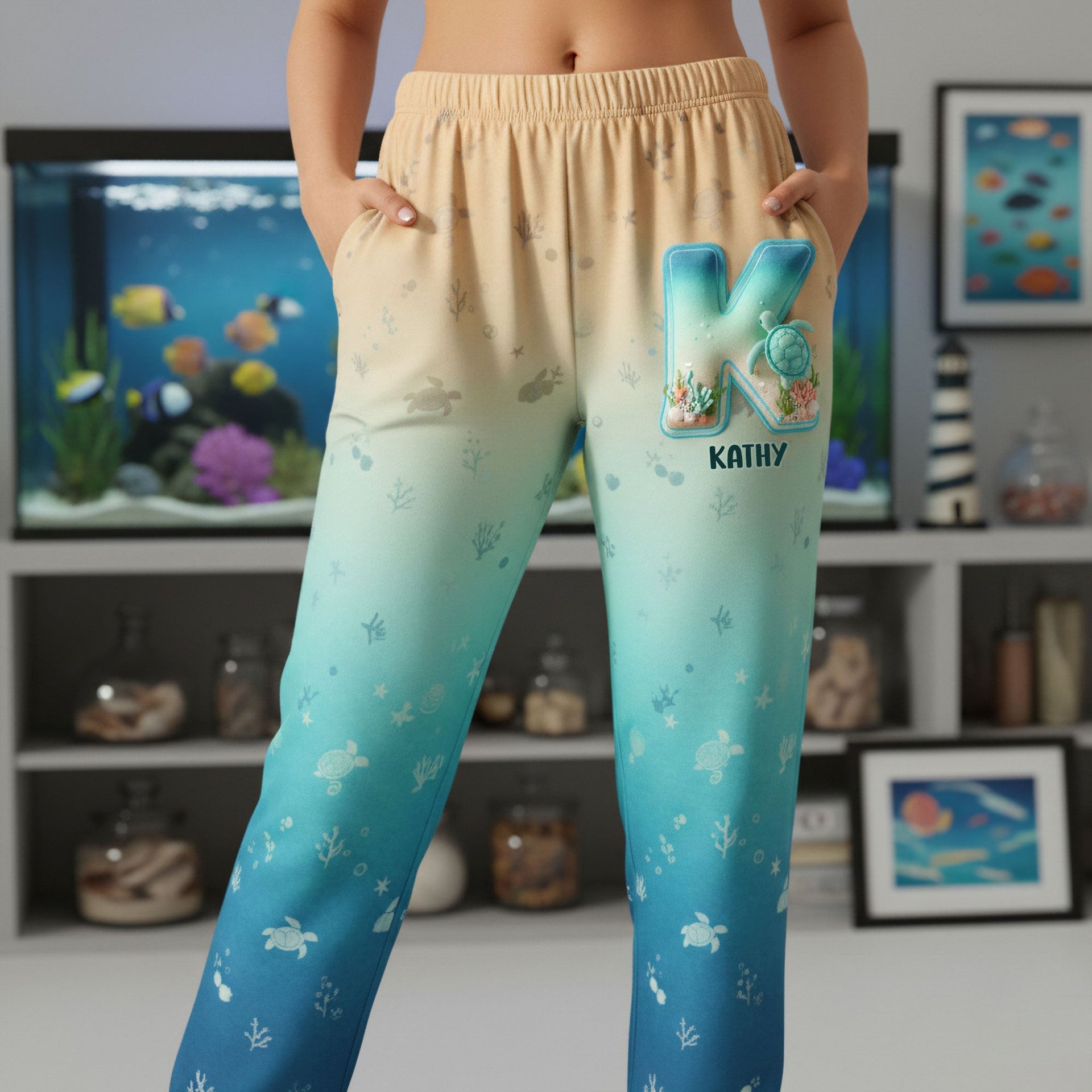 Sea Turtle Pajama Pants - Personalized Gifts For Girls - Photo 1